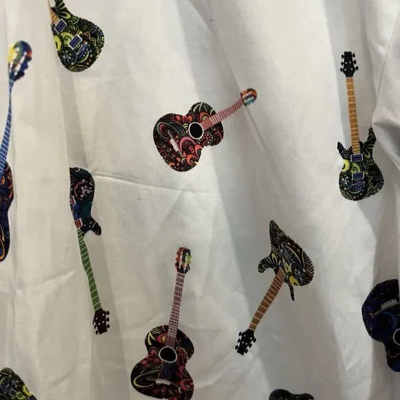 Mens Claudio Lugli Couture Guitar White Pink All Over Print Shirt New 3XL - Picture 5 of 8